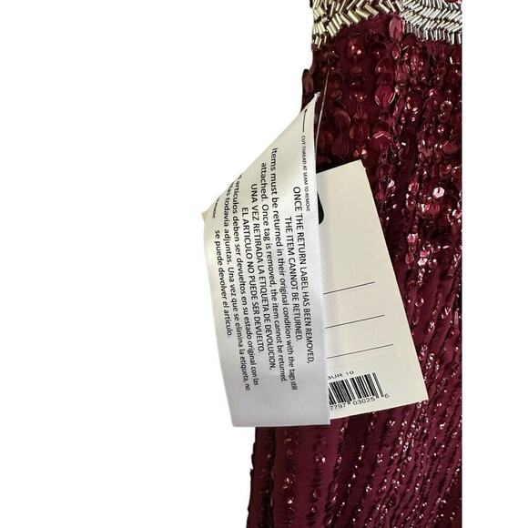 Mac Duggal 10509 Vertical Sequin Midi Sheath Dress 10 Burgundy $398 - Picture 5 of 16